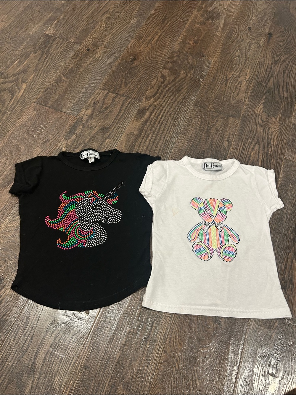 Dori Creations Bundle- Rainbow Unicorn & Teddy Rhinestone Tees - Size 2T